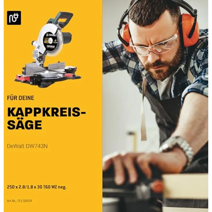 Amboss Werkzeuge HM Kreissägeblatt 250x30 Z60 Wechselzahn neg. für Holz - Kappsäge Feinschnitt. Passend zu Dewalt DWE 7492 Güde GTK 2000 PowerPlus POWX07598. Schwarz – Bild 5