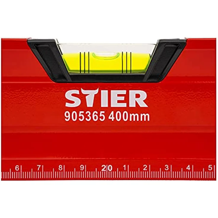 STIER Premium Wasserwaage, mit Magnet und drei Libellen, 400 mm, 0,5 mm/m, vertikal und horizontal messen, Spiegel-Lotlibelle, präzise Messung, Aluminiumlegierung, doppelt gefräste Oberfläche - Preisvergleich – Bild 5