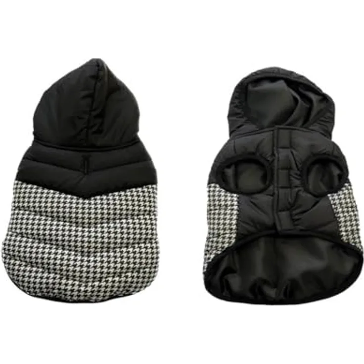 Duvo+ Hundemantel Puffer Schwarz/Weiß, XS - 30CM, hochwertiges Hundezubehör