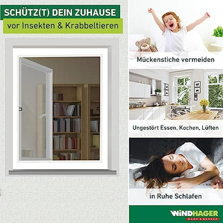 Windhager Insektenschutz Basic Rahmenfenster, Spannrahmenfenster, Fliegengitter Fenster, Selbstbausatz 120 x 140cm, weiß, 04505 – Bild 2