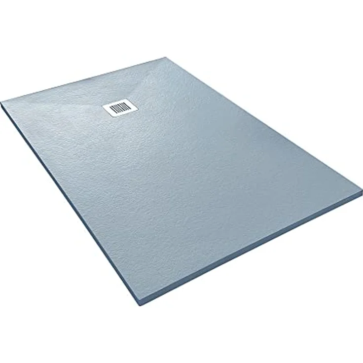 VERONI Duschwanne Kompositstein mit Schiefer-Muster, flach 160 x 90 x 3 cm, grau, rutschhemmend und antibakteriell – Bild 1