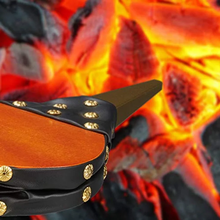 Blasebalg Grill & Kamin, rustikaler Handblasebalg, goldene Ziernägel, Luftbläser, 39 cm lang, braun-schwarz – Bild 5