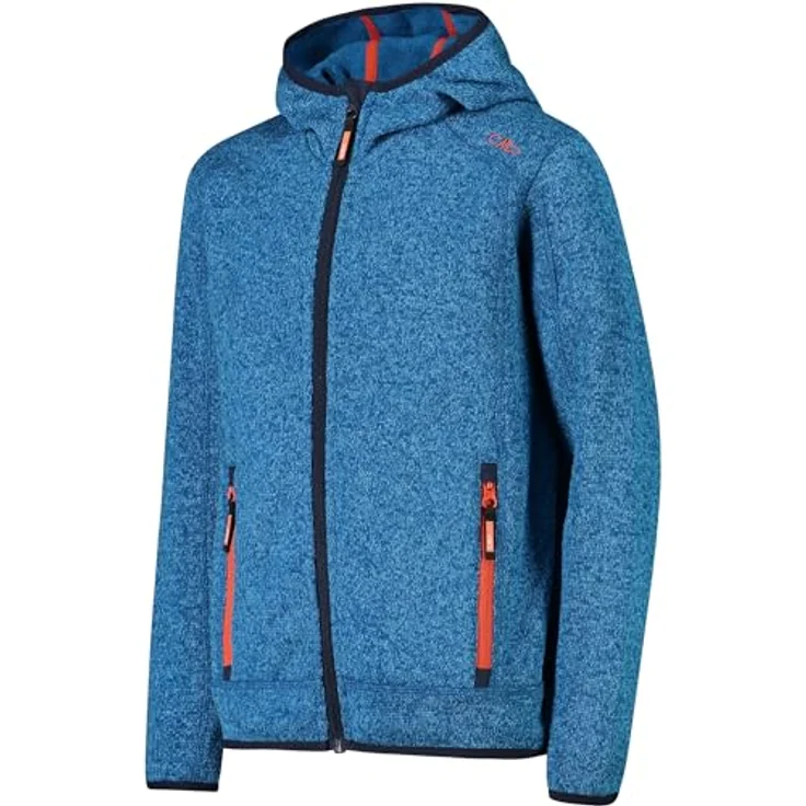CMP Campagnolo Boy's Jacket Fix Hood Jacquard Knitted, Fleecejacke aus Knit Tech Fleece, blau, Größe 164, atmungsaktiv und schnell trocknend – Bild 3