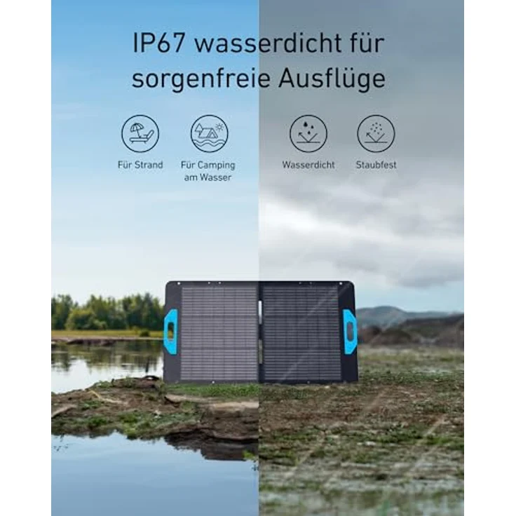 Anker SOLIX PS100 Portable Solar Panel, Kompakte 100W Solaranlage, IP67 Wasserschutz, Solide mit MC4, Blue – Bild 5