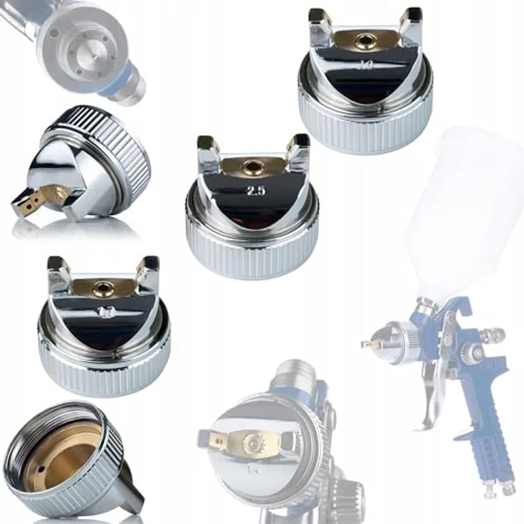 Rosfix HVLP Lackierpistolen Düsen Set, 1,7mm 2,0mm 2,5mm Messing, präzise Lackierung für Profi- und Hobbylackierer