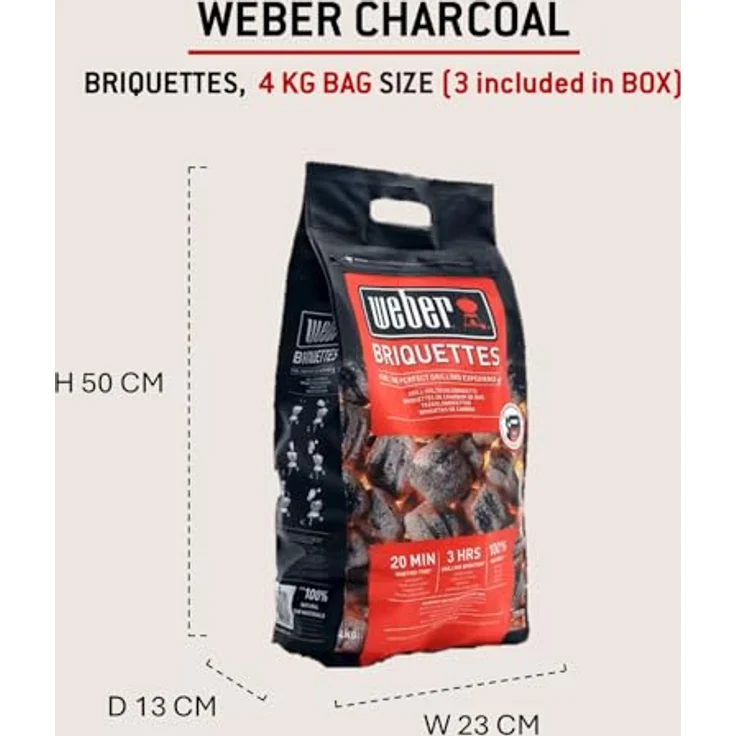 Weber Grill-Briketts 12kg Box, 3x4kg Packungen für lange & konstante Glut, 100% natürliches Holz, FSC zertifiziert – Bild 3