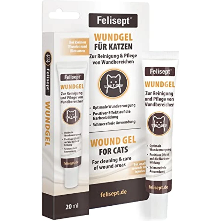 Felisept Wundgel für Katzen, 20ml - Optimale Wundversorgung, schmerzfreie Anwendung, positiver Effekt auf die Narbenbildung – Bild 1