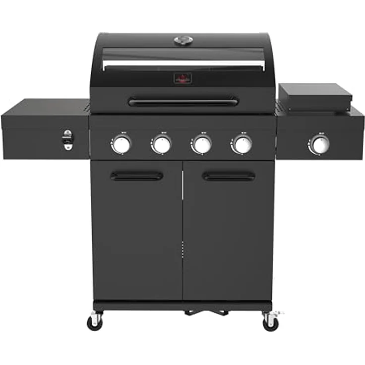 El Fuego® Gasgrill "KINGSTON NOCTURNE", 4 + 1 Brenner, Infrarotbrenner, 2 Hochleistungsbrenner, Edelstahl, mit Sichtfenster und LED-Beleuchtung, Schwarz – Bild 2
