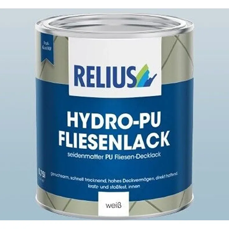 Relius Hydro-PU Fliesenlack Weiß Seidenmatt 2in1 0,75l – Wasserbasiert, geruchsarm, hohe Haftung & Deckkraft für Wandfliesen innen