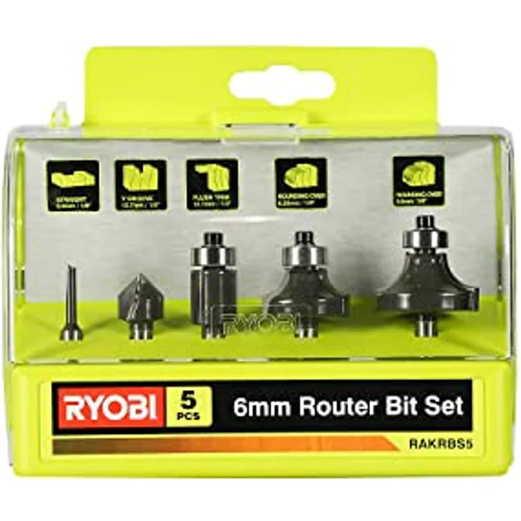 Ryobi 5132003828 Fräsersatz 5-teilig, für Kantenfräse und Oberfräse, Nutfräser, 1x Hohlkehlfräser, 2X Abrundfräser – RAKRBS5 - Preisvergleich – Bild 2