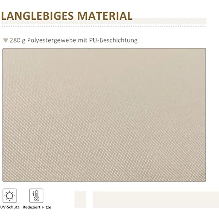 Outsunny manuelle Gelenkarmmarkise Markise 4m mit Handkurbel Balkonmarkise Sonnenschutz Wandmontage Balkon Alu Weiß+Beige 395 x 245 cm – Bild 4