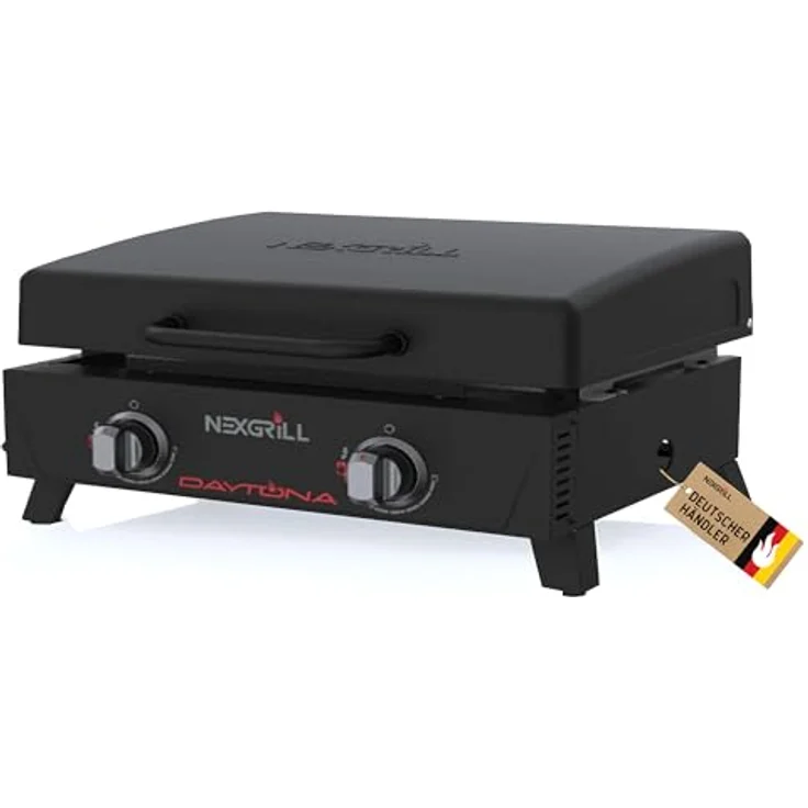 Nexgrill 2-Brenner Tabletop Plancha, kompakter Gasgrill mit keramikbeschichteter Grillplatte, 5,86 kW, ideal für Camping und Outdoor BBQ – Bild 1