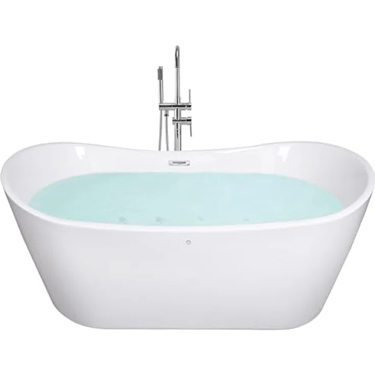 Freistehende Badewanne Weiß 160 x 76 cm Sanitäracryl Oval Modern