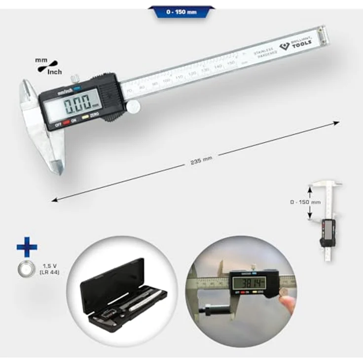 BRILLIANT TOOLS BT114900 Digitaler Messschieber, Silber, 235mm – Bild 4