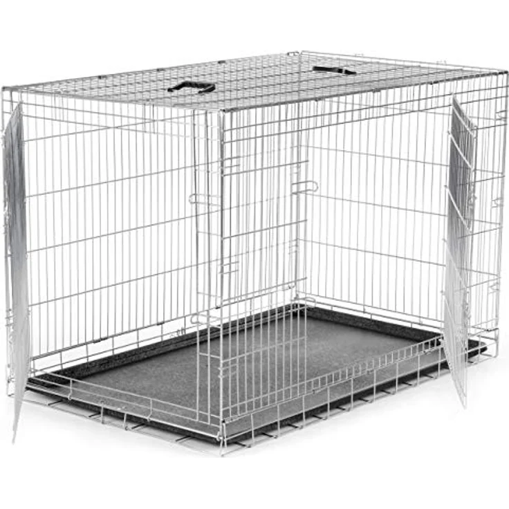 zoomundo Hundebox XXL - Größe 121 x 74 x 80.5cm - auch für Katze - Faltbare große Hunde Box - Transportbox für Hund & Katzen - Hundetransportbox groß faltbar, Hundekäfig für Zuhause Transport & Auto – Bild 3