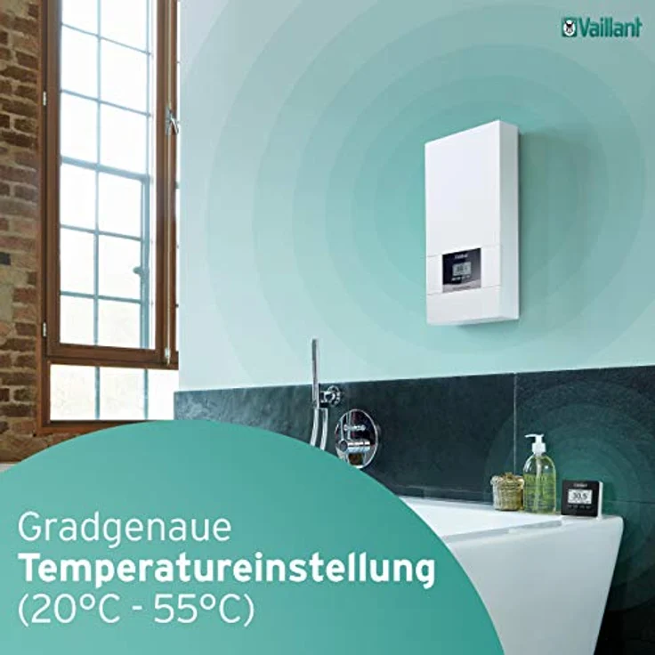 Vaillant VED exclusive 24/8, elektronischer Durchlauferhitzer mit 24kW, gradgenauer Temperatureinstellung und Grafikdisplay, druckfest, 400V – Bild 3