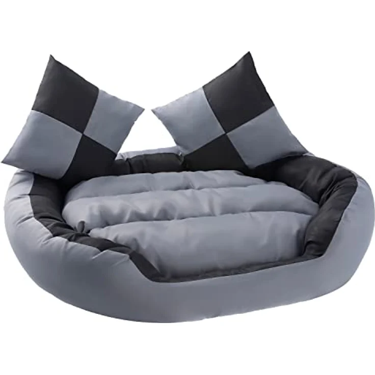 Petstuff Hundebett, Wendefunktion, herausnehmbares Kissen, wasserabweisend, abwaschbar, Farb- u. Größenwahl, grau/schwarz, S – Bild 1