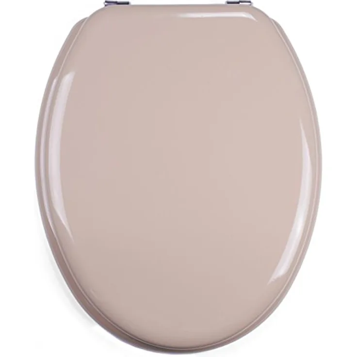 MSV WC-Sitz Cleo MDF, 45 cm x 37 cm x 5,6 cm, beige, feuchtigkeitsresistent, rostfreie Scharniere, rutschfest