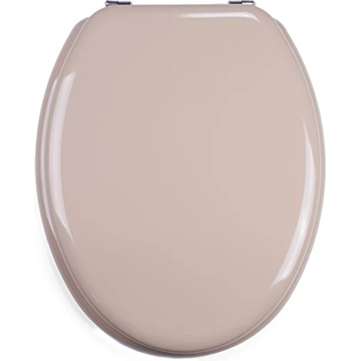MSV WC-Sitz Cleo MDF, 45 cm x 37 cm x 5,6 cm, beige, feuchtigkeitsresistent, rostfreie Scharniere, rutschfest – Bild 1