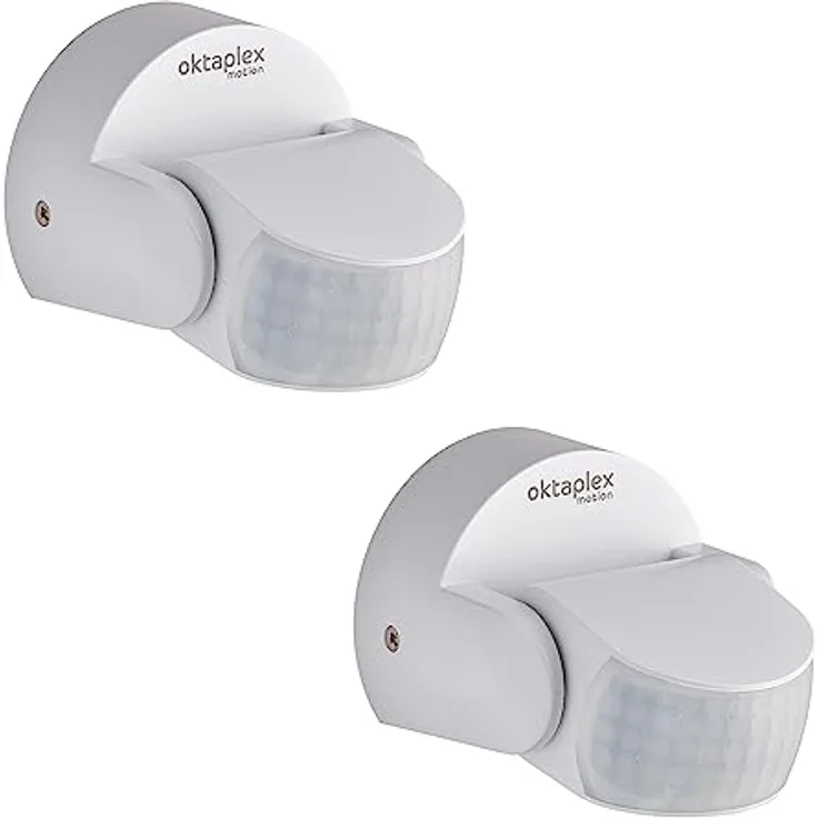 Oktaplex motion Oktaplex Bea 2er Set Bewegungsmelder Aussen 230V IP65 schwenkbar 180° & 360° Bewegungssensor 12m Reichweite 230V Weiss Aufputz Infrarot-Sensor