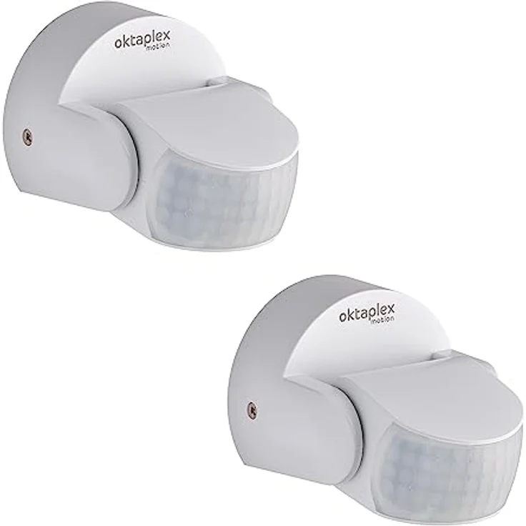 Oktaplex motion Oktaplex Bea 2er Set Bewegungsmelder Aussen 230V IP65 schwenkbar 180° & 360° Bewegungssensor 12m Reichweite 230V Weiss Aufputz Infrarot-Sensor – Bild 1