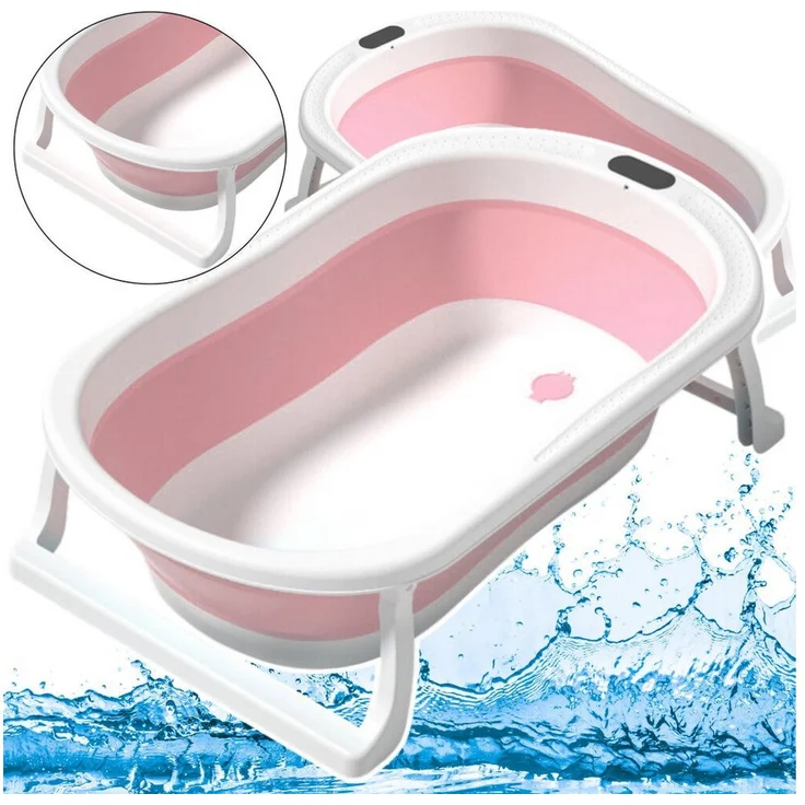LEAN TOYS Babybadewanne, Klappbare Anti-Rutsch-Badewanne, rosa, phthalatfrei, CE-zertifiziert