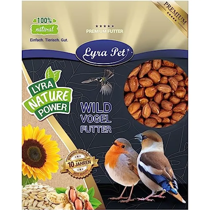 Lyra Pet® | 25 kg Erdnusskerne mit Haut | Wildvogelfutter Ganzjährig | Ballasttoffreiches Vogelfutter | Erdnüsse für Wildvögel | Energie durch Hohen Fettanteil | Ideal für Tauben & Größere Vögel