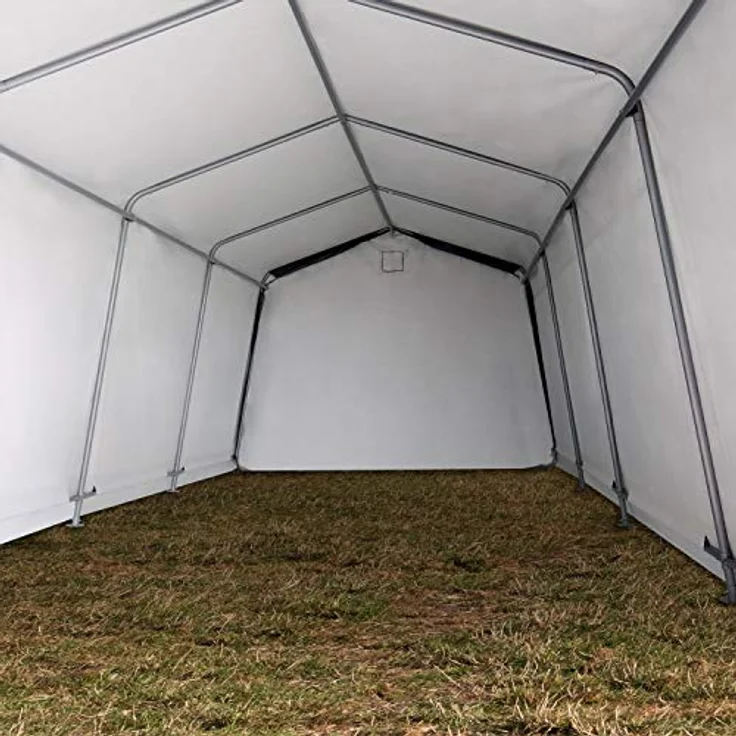 TOOLPORT Garagenzelt Carport 3,3 x 6,2 m Dunkelgrün – PE-Plane 450 N, wetterfest mit stabiler Stahlrohrkonstruktion, flexibler Einsatz als Weidezelt & Unterstand – Bild 4