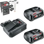 Bosch Akku und Schnellladegerät Starter Set 18V (2x 2,5Ah Li-Ionen-Akku; 1x Schnellladegerät; POWER FOR ALL 18V Alliance)
