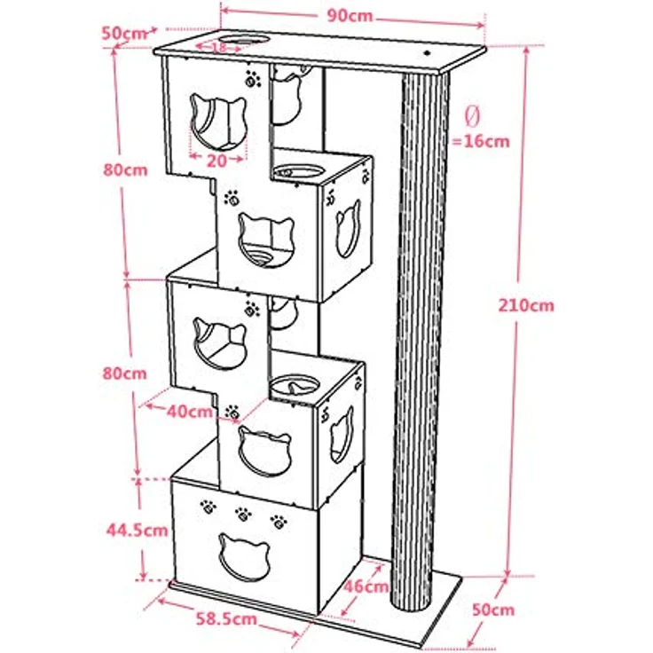 Cats Design Kratzbaum Grosse Katzen stabil/Katzenbaum XXL Edel/Katzenhaus katzenhöhle Katzenbett Multi Cat Tree 5 Stepp D5a – Bild 2