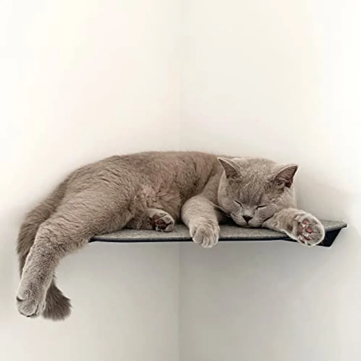 LucyBalu® CORNER Katzenliege & Kletterstufe mit Filzauflage für Wandecken | Wandliege für Katzen | Katzenstufe Wandecke | Katzen Wand Liegeplatz | Katzenmöbel für Kletterwand | Katzenregal | Anthrazit – Bild 3