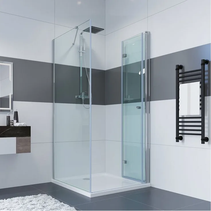 IMPTS Eckdusche Duschtür Falttür mit Seitenwand 70x70 cm Einscheibensicherheitsglas - Duschabtrennung in Chrom-Optik - Preisvergleich
