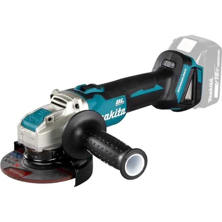 Makita Akku-Winkelschleifer 18V mit Schiebeschalter ohne Akku ohne Ladegerät DGA521ZX1 – Bild 2