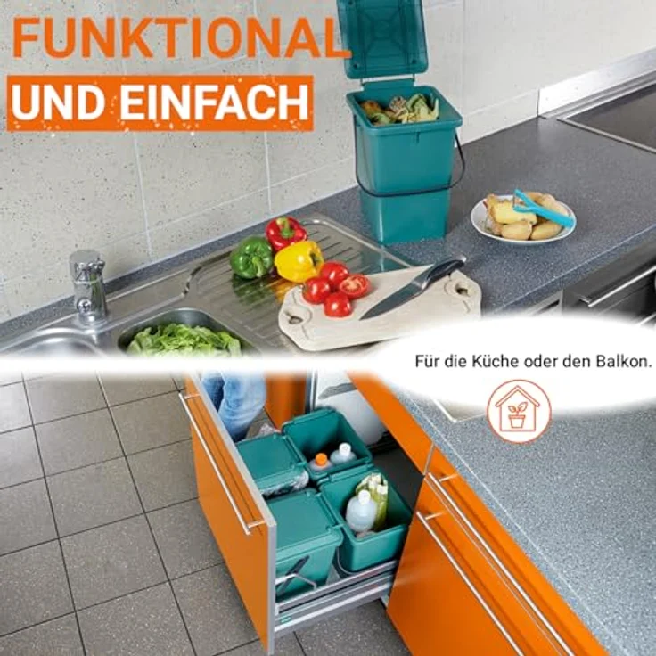 GARANTIA Komposter BIO-Eimer 10 Liter grün, Mülltrennung leicht gemacht – Bild 5