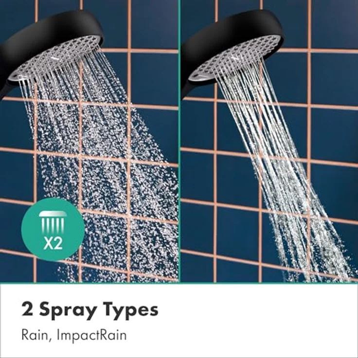 Hansgrohe Activera Select S Duschkopf 95 mm, Handbrause mit 2 Strahlarten, EcoSmart, mattschwarz – Bild 8
