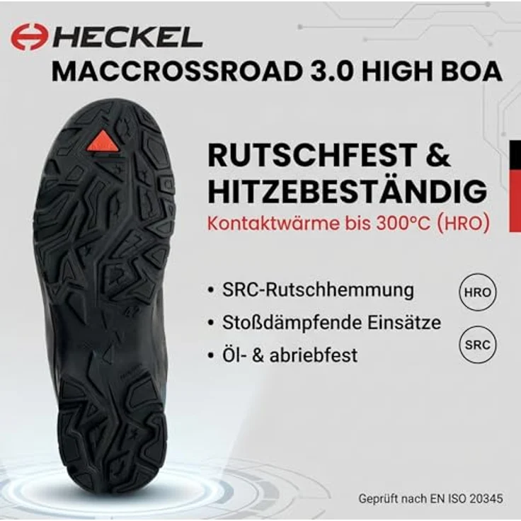 Heckel Mac Crossroad 3.0 S3 Sicherheitsschuh, metallfrei, wasserabweisend, mit BOA-Fit System, Größe 36–48, schwarz – Bild 4