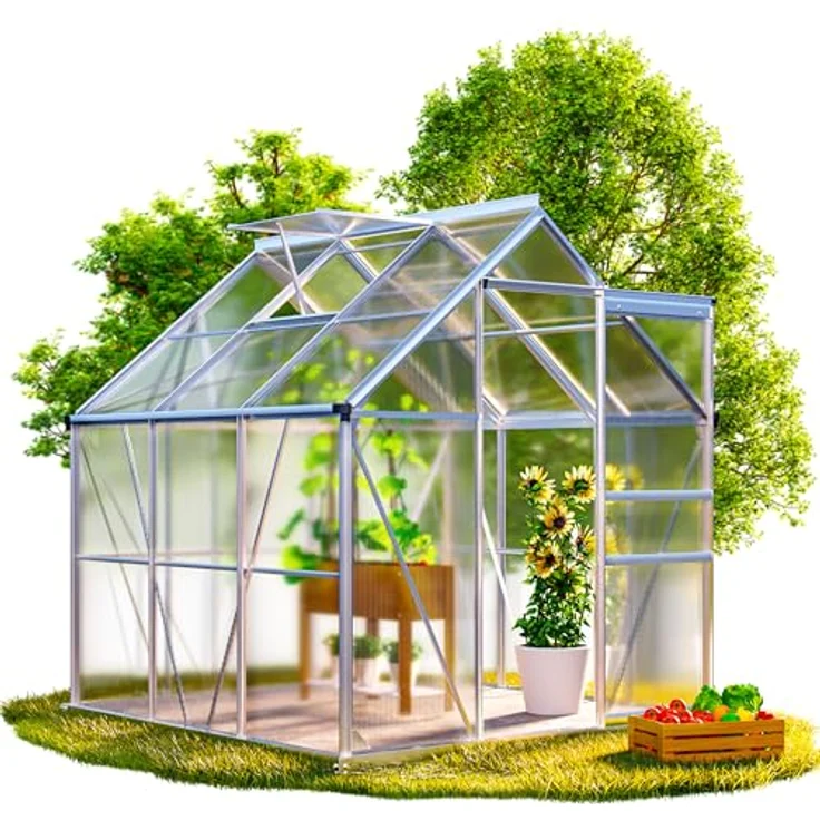 GARDEBRUK® Gewächshaus Aluminium 3,6m², 190x190cm, inkl. Dachfenster, stabil und isoliert, ideal für Anzucht und Pflanzenpflege – Bild 1