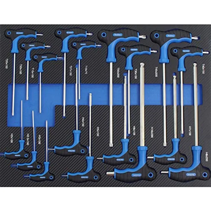 TrutzHolm Profi Werkstattwagen Einlage Inbussschlüsselsatz T-Griff Inbusschlüssel 18 tlg. Schaum 520x400mm