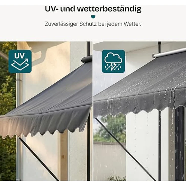 Klemmmarkise 300x120x200-300cm Markise Balkonmarkise -ohne Bohren- Protec – Bild 7