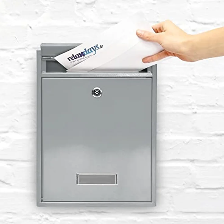 Design Briefkasten Metall Silber 26,5 x 35 x 8,5 cm – Bild 2