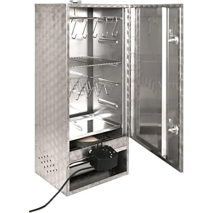 Peetz Räucherofen/Smoker/Räucherschrank rostfrei aus Edelstahl mit marmorierter Oberfläche, doppelwandig, made in Germany - Peetz 630095EKM PRSet2-23
