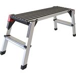 LEMODO Arbeitsplattform | Arbeitsbühne mit Antirutsch-Beschichtung | Laufbühne bis zu 150 kg belastbar | Aluleiter mit 2 Stufen | Plattformleiter klappbar