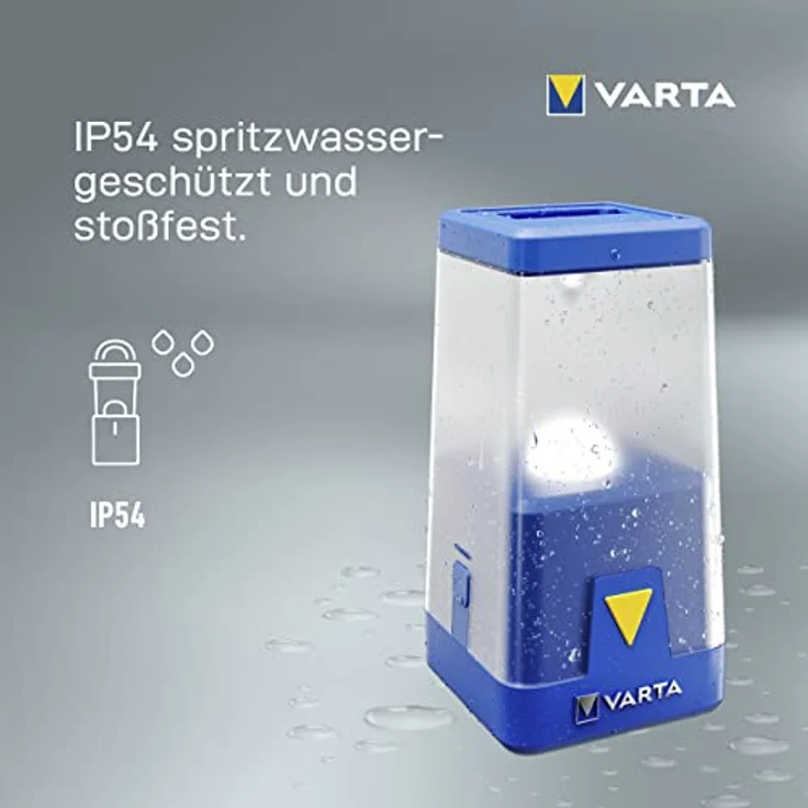 Varta Outdoor Ambiance Laterne L20, 400 Lumen, blau, spritzwassergeschützt, dimmbar, mit abnehmbarer Außenlinse, 6 Farbmodi – Bild 9