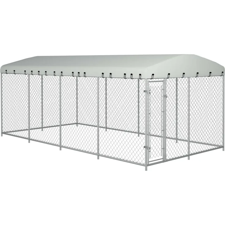 vidaXL Outdoor-Hundezwinger mit Überdachung 8x4x2,3 m