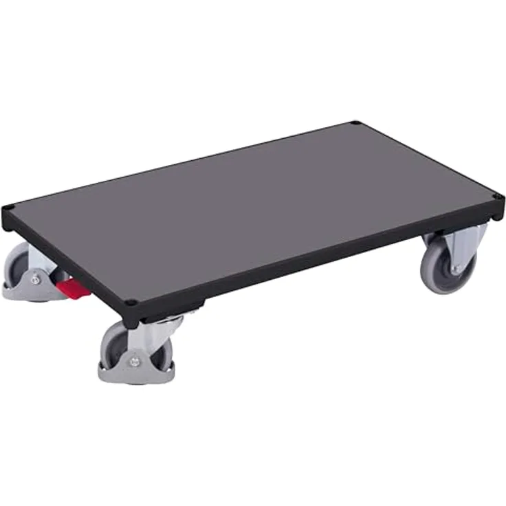 Cordes Plattformwagen, Basiswagen 910x500 mm, Tragkraft 400 kg, anthrazitgrau, mit TPE-Rollen und EasySTOP-Funktion