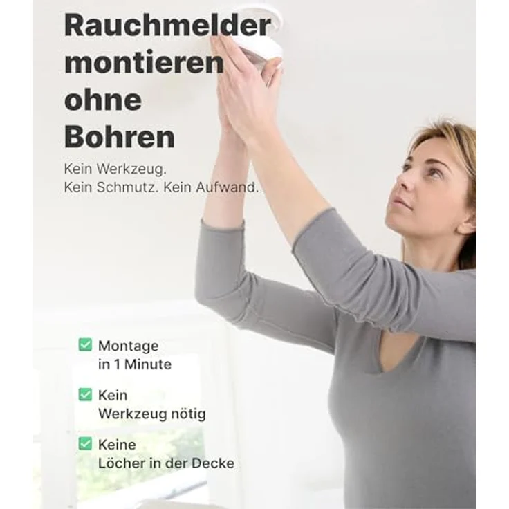 NEMAXX NX1 QuickFix Befestigungspad Ø 80 mm, selbstklebend für Rauchmelder, Montage ohne Bohren – Bild 3