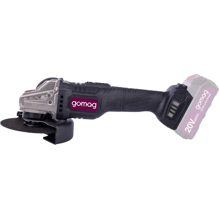 Gomag Akku-Winkelschleifer GO-WS125BL, max. 10000 U/min, inkl. 125 mm Trennscheibe, Softgrip, Aluminium-Front, Werkzeugwechsel-Spindelarretierung