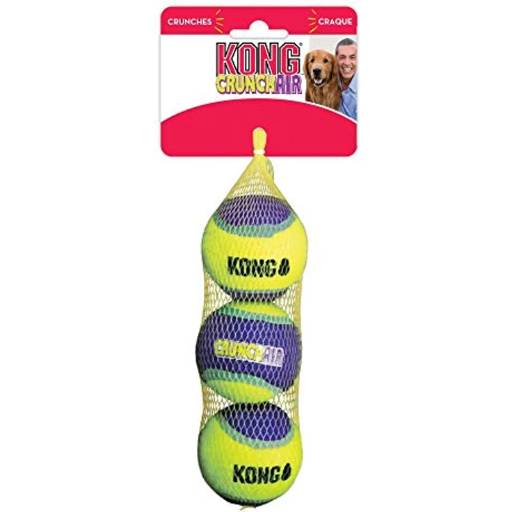 KONG CrunchAir Ball M, Tierspielzeug mit knackendem Geräusch, 3er Pack, weich für die Zähne – Bild 4