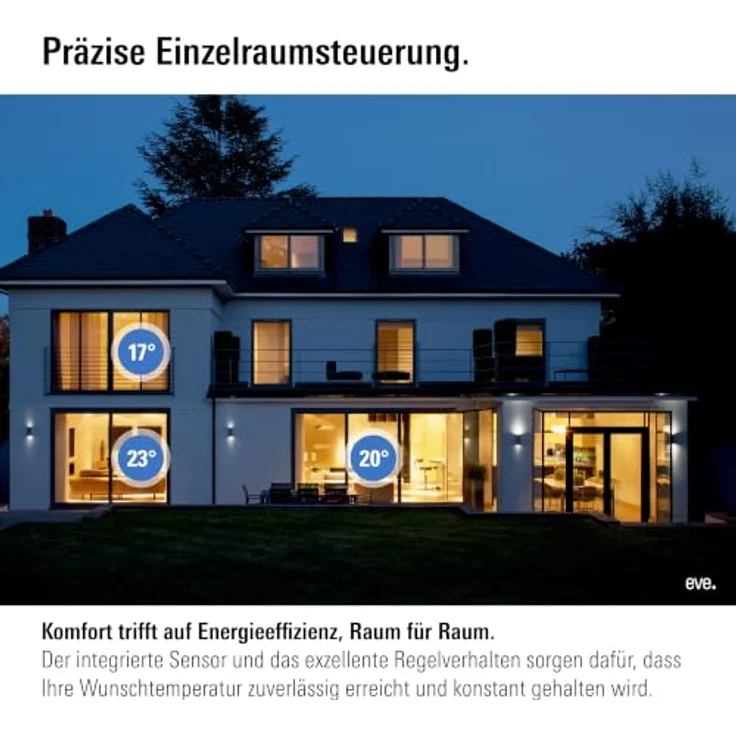 Eve Thermostat (Matter), Smartes Thermostat für wassergeführte Fußbodenheizungen, präzise Einzelraumsteuerung, App- und Sprachsteuerung, Heizmanagement – Bild 3