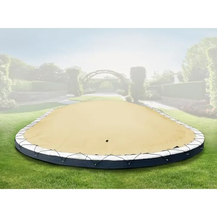 AirDeluxe Pool-Abdeckplane Oval, aufblasbare Winterabdeckung aus reißfester PVC-Plane, inklusive 26-42 Bodenanker und Expanderseil